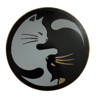 Yin-Yang Kitty Coaster – Perfect for Cat Lovers!